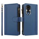 For Honor 80 5G Magnetic Closure 9 Card Slots Zipper Leather Case with Hand Strap(Dark Blue) - 2