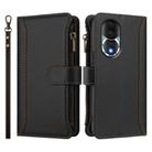 For Honor 80 5G Magnetic Closure 9 Card Slots Zipper Leather Case with Hand Strap(Black) - 2
