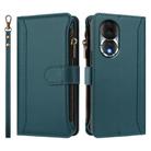 For Honor 80 5G Magnetic Closure 9 Card Slots Zipper Leather Case with Hand Strap(Dark Green) - 2