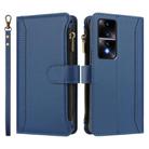 For Honor 80 GT 5G Magnetic Closure 9 Card Slots Zipper Leather Case with Hand Strap(Dark Blue) - 2