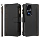 For Honor 80 GT 5G Magnetic Closure 9 Card Slots Zipper Leather Case with Hand Strap(Black) - 2