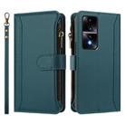For Honor 80 GT 5G Magnetic Closure 9 Card Slots Zipper Leather Case with Hand Strap(Dark Green) - 2