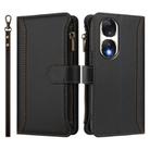 For Honor 90 5G Magnetic Closure 9 Card Slots Zipper Leather Case with Hand Strap(Black) - 2