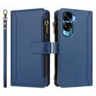 For Honor 90 Lite 5G / X50i 5G Magnetic Closure 9 Card Slots Zipper Leather Case with Hand Strap(Dark Blue) - 2
