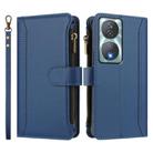 For Honor 90 Smart 5G Global Magnetic Closure 9 Card Slots Zipper Leather Case with Hand Strap(Dark Blue) - 2