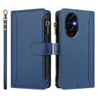 For Honor 200 5G Global Magnetic Closure 9 Card Slots Zipper Leather Case with Hand Strap(Dark Blue) - 2