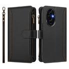 For Honor 200 5G Global Magnetic Closure 9 Card Slots Zipper Leather Case with Hand Strap(Black) - 2