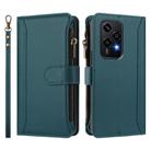 For Honor 200 Lite 5G Global Magnetic Closure 9 Card Slots Zipper Leather Case with Hand Strap(Dark Green) - 2