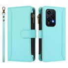 For Honor 200 Lite 5G Global Magnetic Closure 9 Card Slots Zipper Leather Case with Hand Strap(Mint Green) - 2