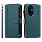 For Honor 200 Pro 5G Global Magnetic Closure 9 Card Slots Zipper Leather Case with Hand Strap(Dark Green) - 2