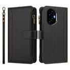 For Honor 300 5G Magnetic Closure 9 Card Slots Zipper Leather Case with Hand Strap(Black) - 2