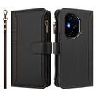 For Honor 300 Pro 5G / 300 Ultra 5G Magnetic Closure 9 Card Slots Zipper Leather Case with Hand Strap(Black) - 2