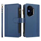 For Honor 400 Magnetic Closure 9 Card Slots Zipper Leather Case with Hand Strap(Dark Blue) - 2