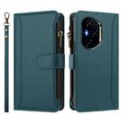For Honor 400 Magnetic Closure 9 Card Slots Zipper Leather Case with Hand Strap(Dark Green) - 2