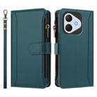 For Honor 400 Lite Magnetic Closure 9 Card Slots Zipper Leather Case with Hand Strap(Dark Green) - 2