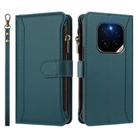 For Honor GT Pro 5G Magnetic Closure 9 Card Slots Zipper Leather Case with Hand Strap(Dark Green) - 2