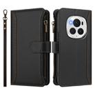 For Honor Magic6 Pro 5G Global Magnetic Closure 9 Card Slots Zipper Leather Case with Hand Strap(Black) - 2