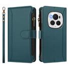 For Honor Magic6 Pro 5G Global Magnetic Closure 9 Card Slots Zipper Leather Case with Hand Strap(Dark Green) - 2