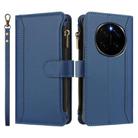 For Honor Magic7 5G Magnetic Closure 9 Card Slots Zipper Leather Case with Hand Strap(Dark Blue) - 2