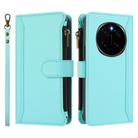 For Honor Magic7 Pro 5G Magnetic Closure 9 Card Slots Zipper Leather Case with Hand Strap(Mint Green) - 2