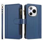 For Honor Power 5G Magnetic Closure 9 Card Slots Zipper Leather Case with Hand Strap(Dark Blue) - 2