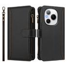 For Honor Power 5G Magnetic Closure 9 Card Slots Zipper Leather Case with Hand Strap(Black) - 2
