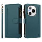 For Honor Power 5G Magnetic Closure 9 Card Slots Zipper Leather Case with Hand Strap(Dark Green) - 2