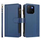 For Honor X5b 4G Global Magnetic Closure 9 Card Slots Zipper Leather Case with Hand Strap(Dark Blue) - 2