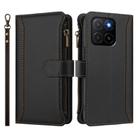 For Honor X5b 4G Global Magnetic Closure 9 Card Slots Zipper Leather Case with Hand Strap(Black) - 2