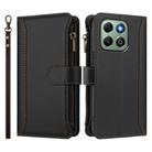 For Honor X6b 4G Global / X6a 4G Magnetic Closure 9 Card Slots Zipper Leather Case with Hand Strap(Black) - 2