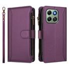 For Honor X6b 4G Global / X6a 4G Magnetic Closure 9 Card Slots Zipper Leather Case with Hand Strap(Purple) - 2