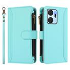 For Honor X7a 4G / Play7T 5G Magnetic Closure 9 Card Slots Zipper Leather Case with Hand Strap(Mint Green) - 2