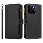 For Honor X7c 4G Global Magnetic Closure 9 Card Slots Zipper Leather Case with Hand Strap(Black) - 2