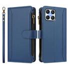 For Honor X8 4G / X30i 5G Magnetic Closure 9 Card Slots Zipper Leather Case with Hand Strap(Dark Blue) - 2