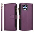 For Honor X8 4G / X30i 5G Magnetic Closure 9 Card Slots Zipper Leather Case with Hand Strap(Purple) - 2