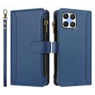 For Honor X8 5G Global Magnetic Closure 9 Card Slots Zipper Leather Case with Hand Strap(Dark Blue) - 2