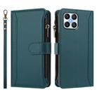 For Honor X8 5G Global Magnetic Closure 9 Card Slots Zipper Leather Case with Hand Strap(Dark Green) - 2