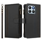 For Honor X8b 4G Global Magnetic Closure 9 Card Slots Zipper Leather Case with Hand Strap(Black) - 2