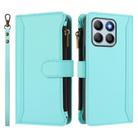 For Honor X8b 4G Global Magnetic Closure 9 Card Slots Zipper Leather Case with Hand Strap(Mint Green) - 2
