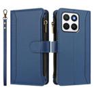 For Honor X8c 4G Global Magnetic Closure 9 Card Slots Zipper Leather Case with Hand Strap(Dark Blue) - 2