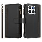 For Honor X8c 4G Global Magnetic Closure 9 Card Slots Zipper Leather Case with Hand Strap(Black) - 2
