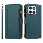 For Honor X8c 4G Global Magnetic Closure 9 Card Slots Zipper Leather Case with Hand Strap(Dark Green) - 2