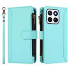 For Honor X8c 4G Global Magnetic Closure 9 Card Slots Zipper Leather Case with Hand Strap(Mint Green) - 2