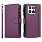 For Honor X8c 4G Global Magnetic Closure 9 Card Slots Zipper Leather Case with Hand Strap(Purple) - 2