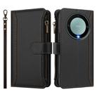 For Honor X9a 5G / Magic5 Lite Magnetic Closure 9 Card Slots Zipper Leather Case with Hand Strap(Black) - 2