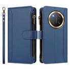 For Honor X9c 5G Global Magnetic Closure 9 Card Slots Zipper Leather Case with Hand Strap(Dark Blue) - 2