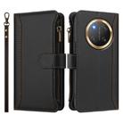 For Honor X9c 5G Global Magnetic Closure 9 Card Slots Zipper Leather Case with Hand Strap(Black) - 2