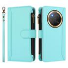 For Honor X9c 5G Global Magnetic Closure 9 Card Slots Zipper Leather Case with Hand Strap(Mint Green) - 2
