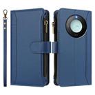 For Honor X9c Smart 5G Global Magnetic Closure 9 Card Slots Zipper Leather Case with Hand Strap(Dark Blue) - 2