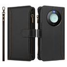 For Honor X9c Smart 5G Global Magnetic Closure 9 Card Slots Zipper Leather Case with Hand Strap(Black) - 2